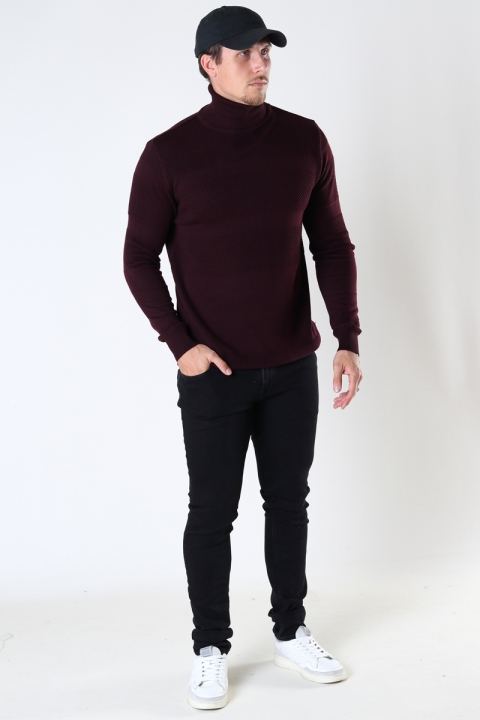 Kronstadt Fisker Cotton roll neck knit Bordeaux