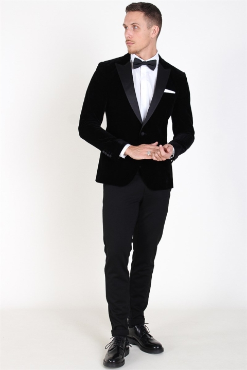 Only & Sons Manny Velvet Tux Blazer Black