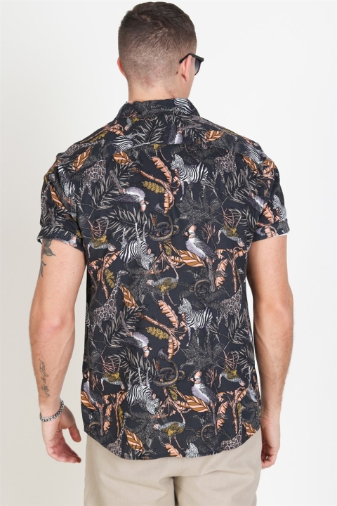 Only & Sons Gabrial S/S Animal Viscose Shirt Black/Zoo Print