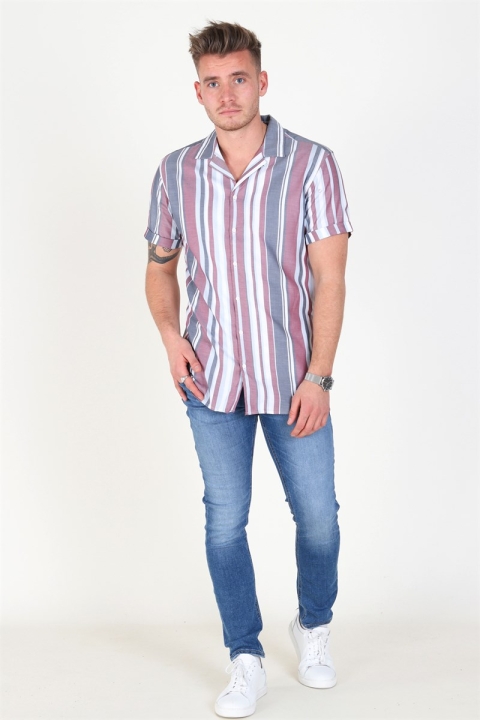 Jack & Jones Robert Stripe Shirt S/S Cordovan