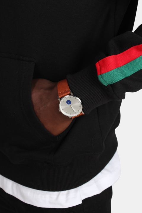 Urban Classics Stripe Shoulder Hoodie Black/ Fire Red/ Green