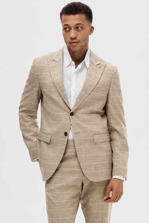 Selected Oasis Linen Check Blazer Sand