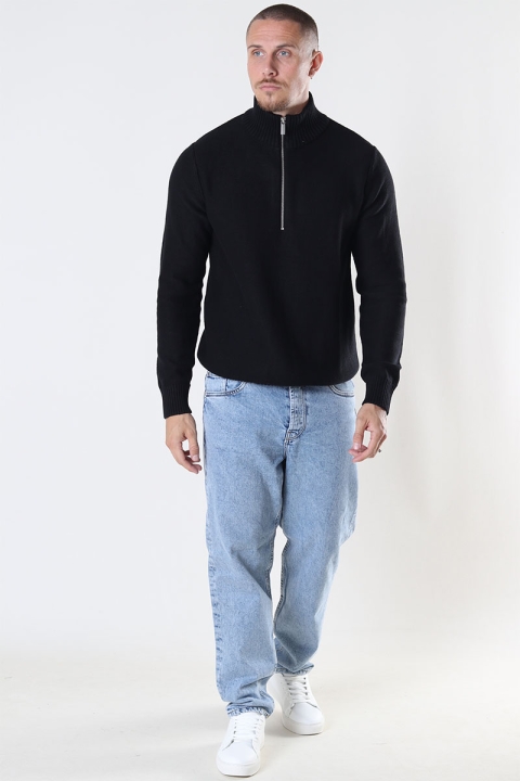 Selected Axel LS Knit Half Zip Black