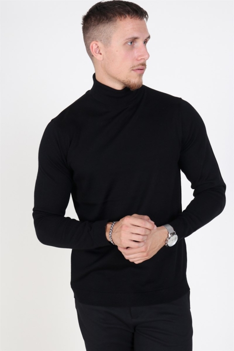 Selected Merino Rullekrave Knit Black