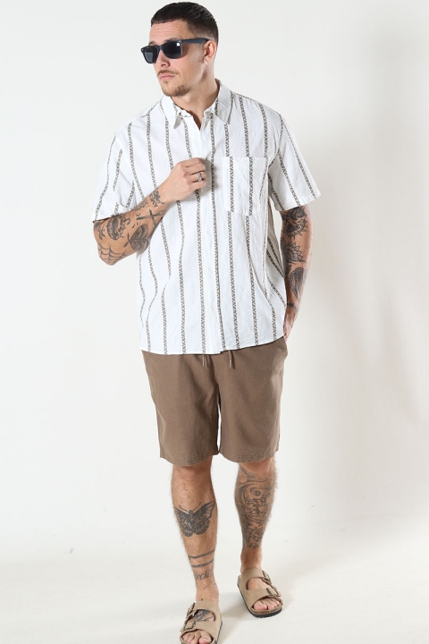 Solid Aurelius Elasticated Linen Shorts Shitake