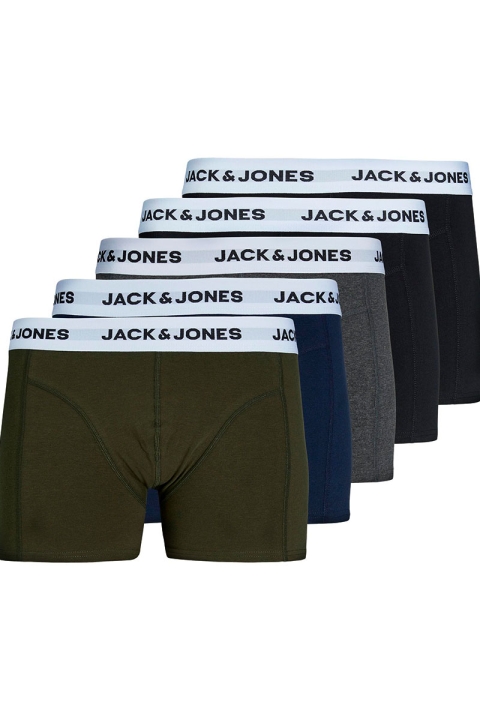 Jack & Jones JACBASIC WHITE WB TRUNKS 5 PACK NOOS Forest Night