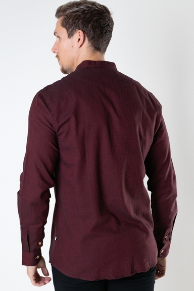 Kronstadt Dean Diego Cotton henley shirt Bordeaux mel