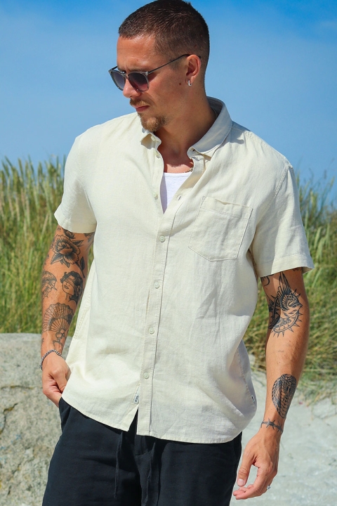 Solid Allan SS Linen Shirt Oatmeal