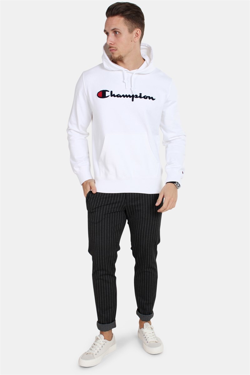 Champion hooded deals sweatshirt white