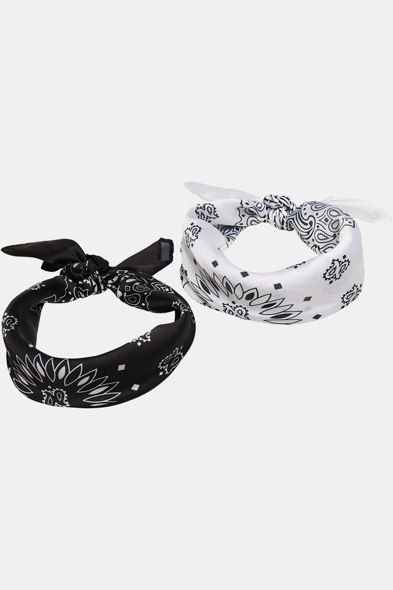 Urban Classics Satin Bandana 2-Pack Black/White