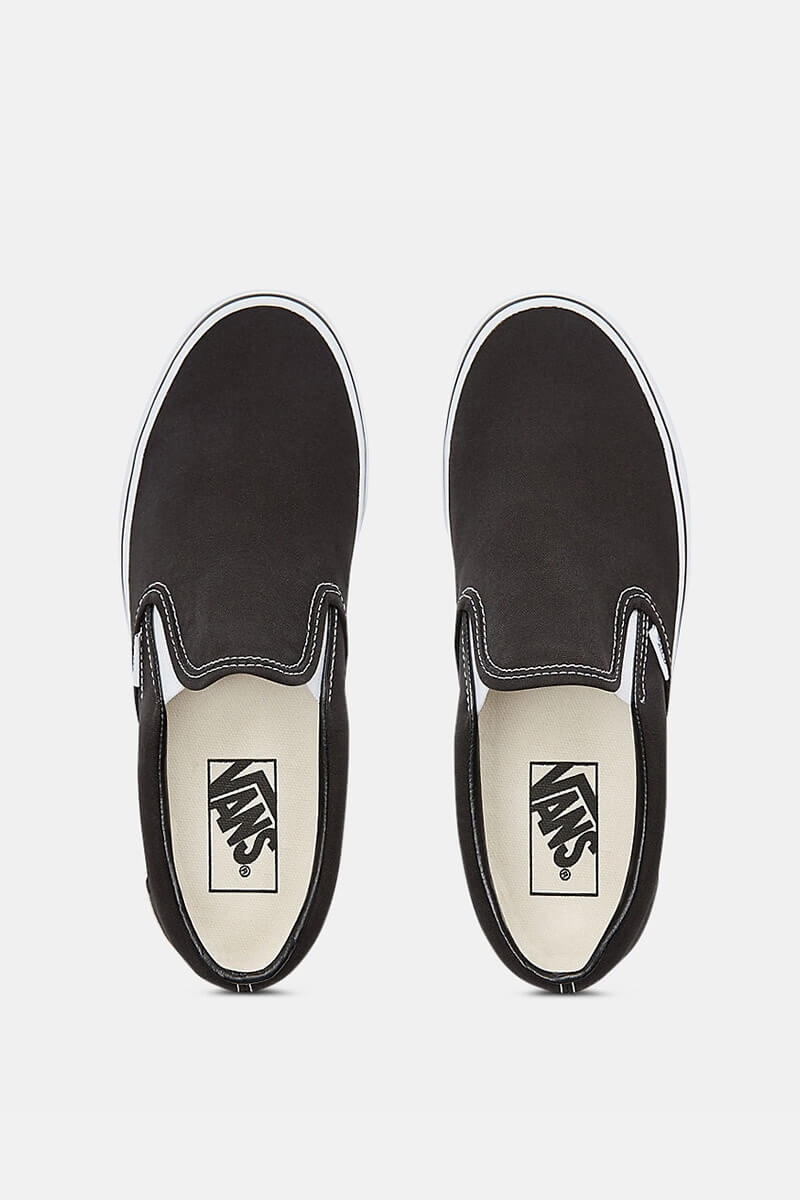 vans classic slipper black white