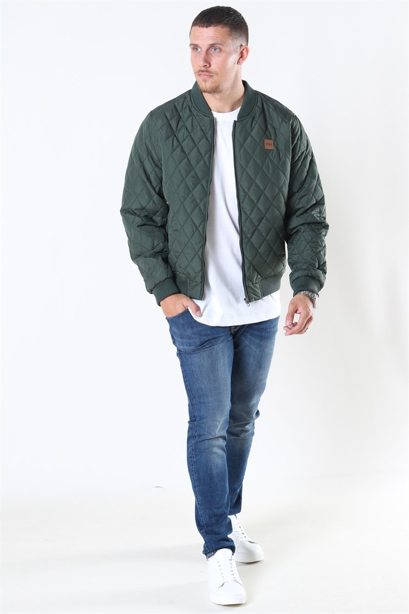 Urban Classics Quilt Diamond Nylon Olive Jacket