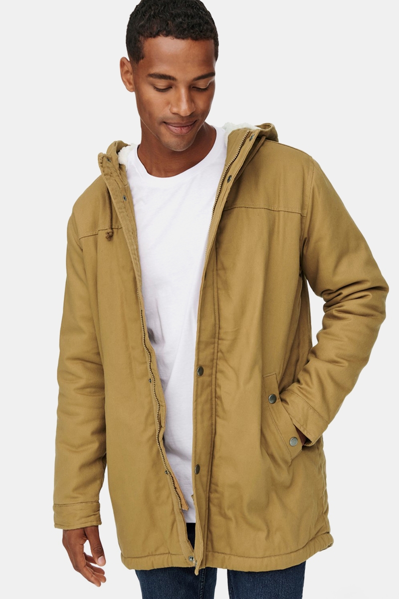 Excesivo número Estándar ONLY & SONS ALEX TEDDY PARKA JACKET Dull Gold