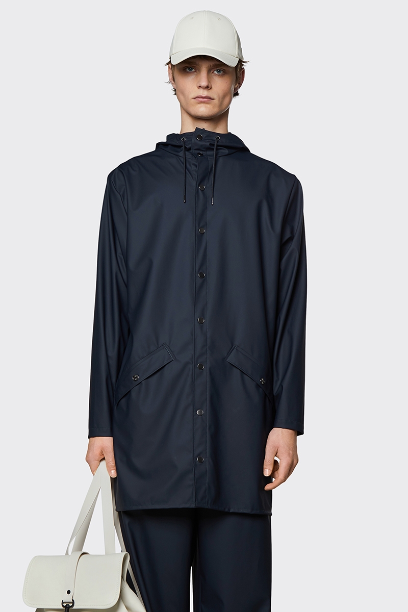 Rains long on sale jacket navy