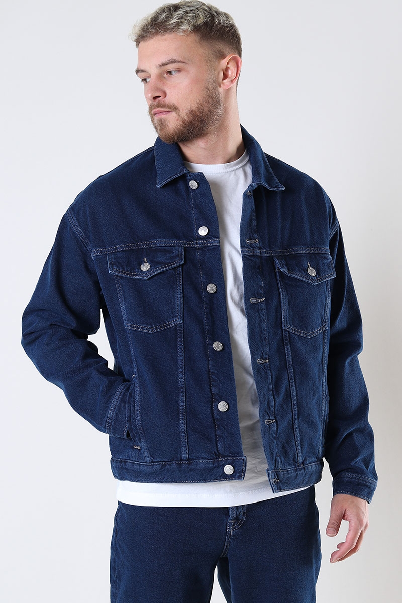 Deep blue denim jacket on sale