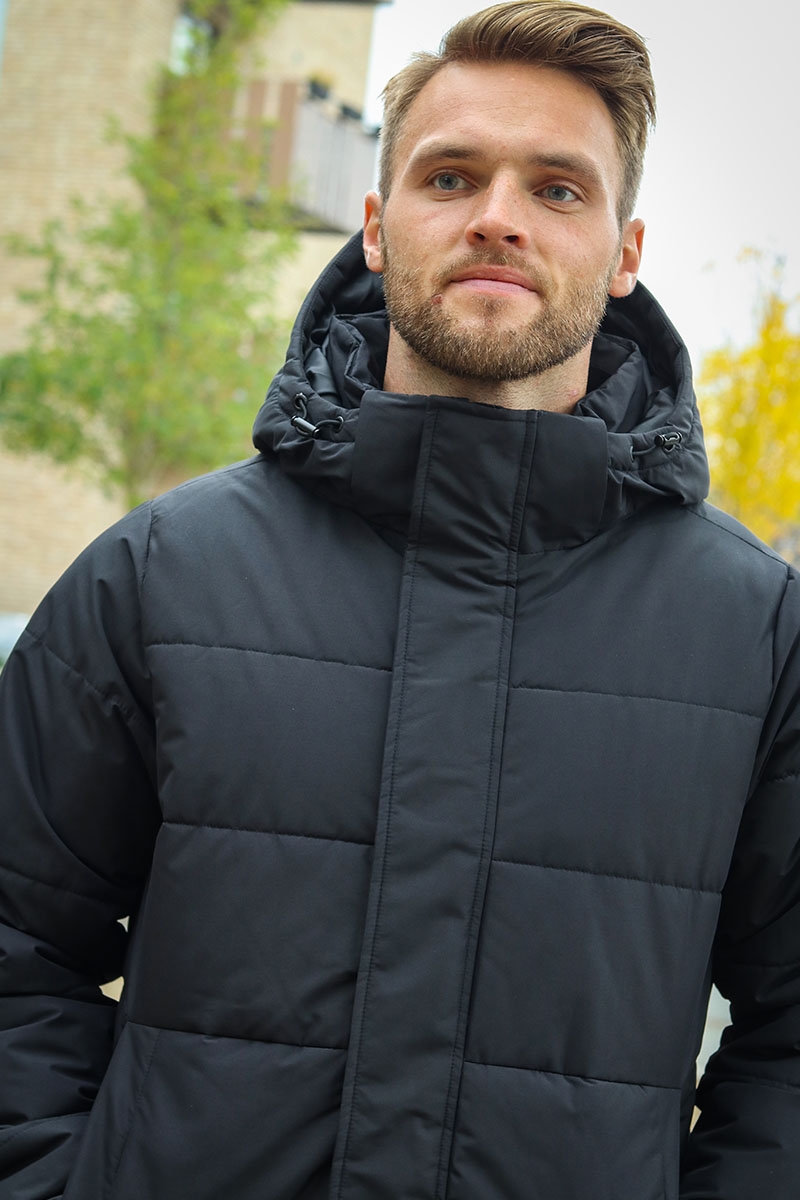 Mens quilted sales long coat