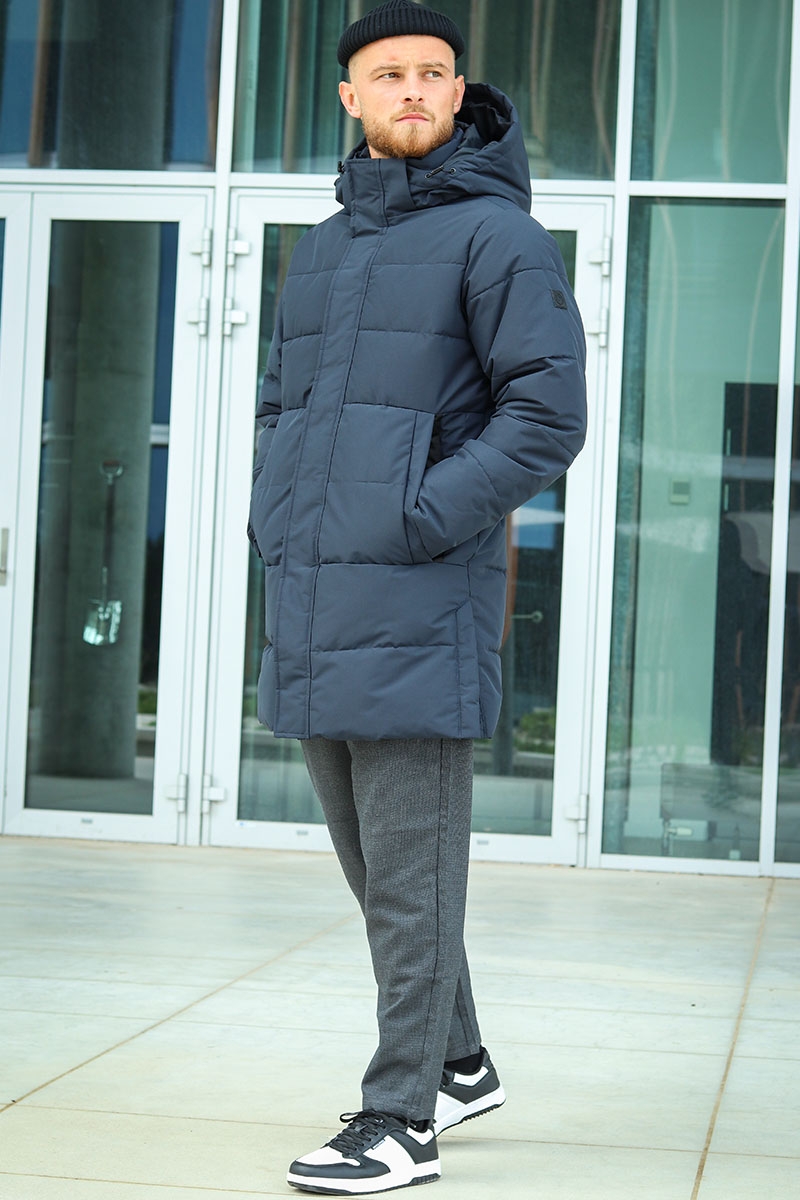 ONLY SONS CARL LONG QUILTED COAT Dark Navy