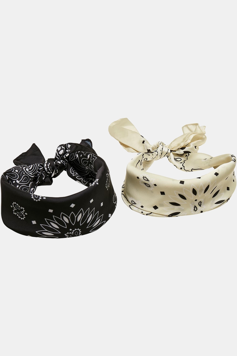 Urban Classics Satin Bandana Black/Lemon 2-Pack