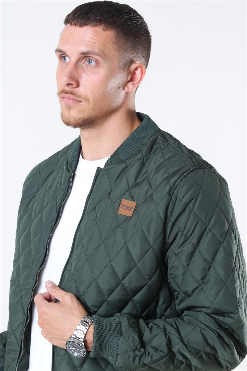 Urban Classics Diamond Quilt Nylon Jacket Olive