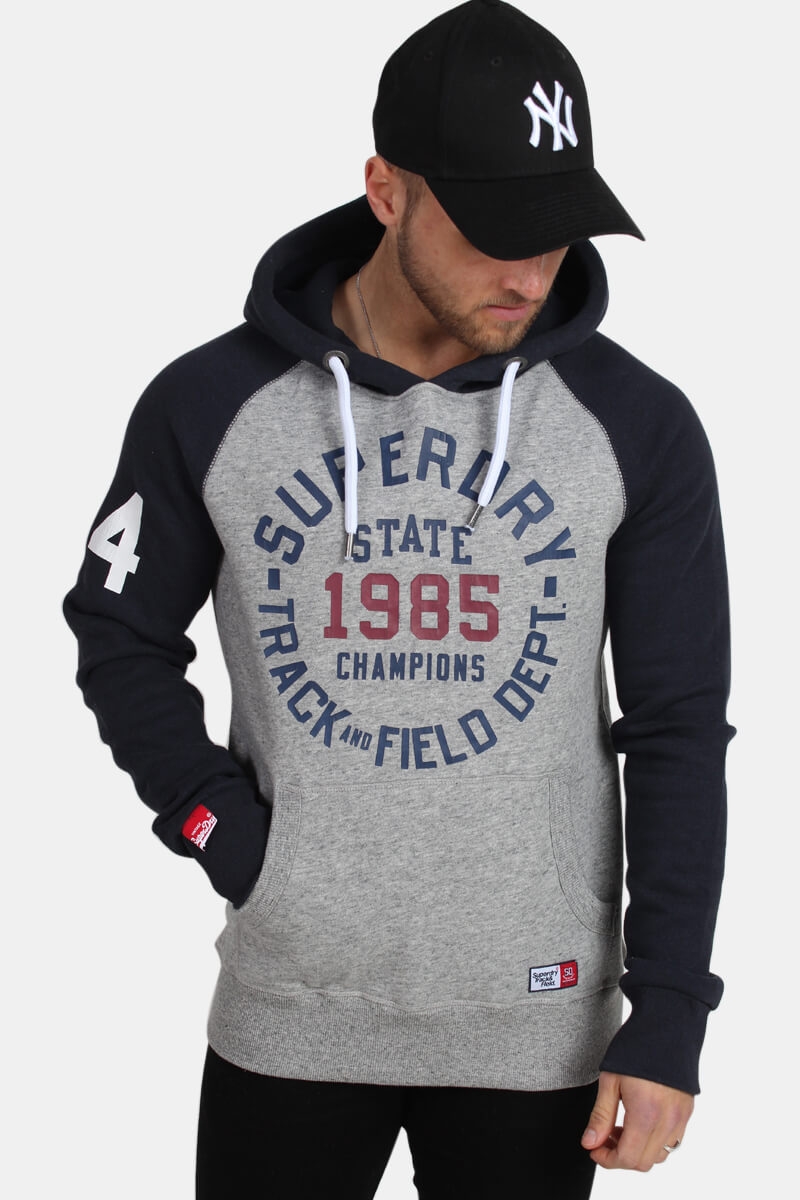 Superdry Trackster Baseball Hoodie Grey Grit BlueBlack Grit