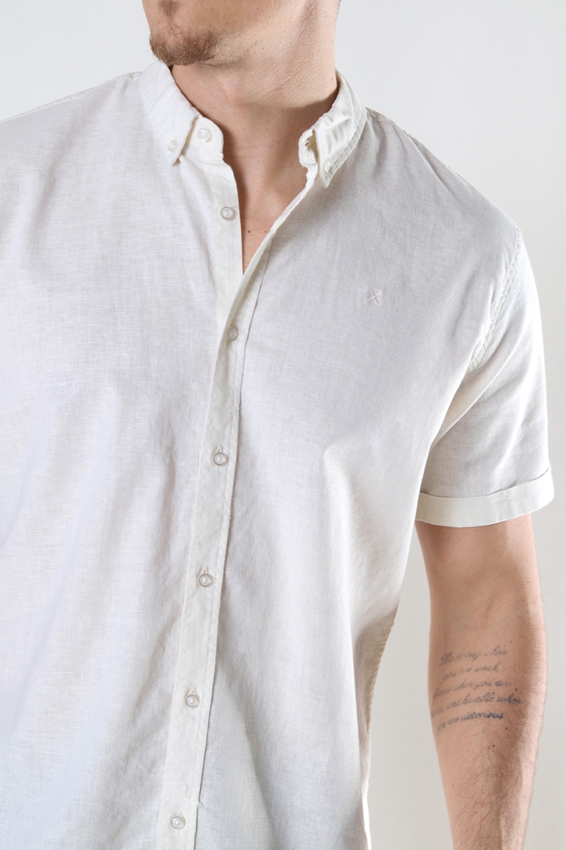 circulatie Contractie Schelden Clean Cut Copenhagen Cotton / Linnen Shirt S/S Ecru