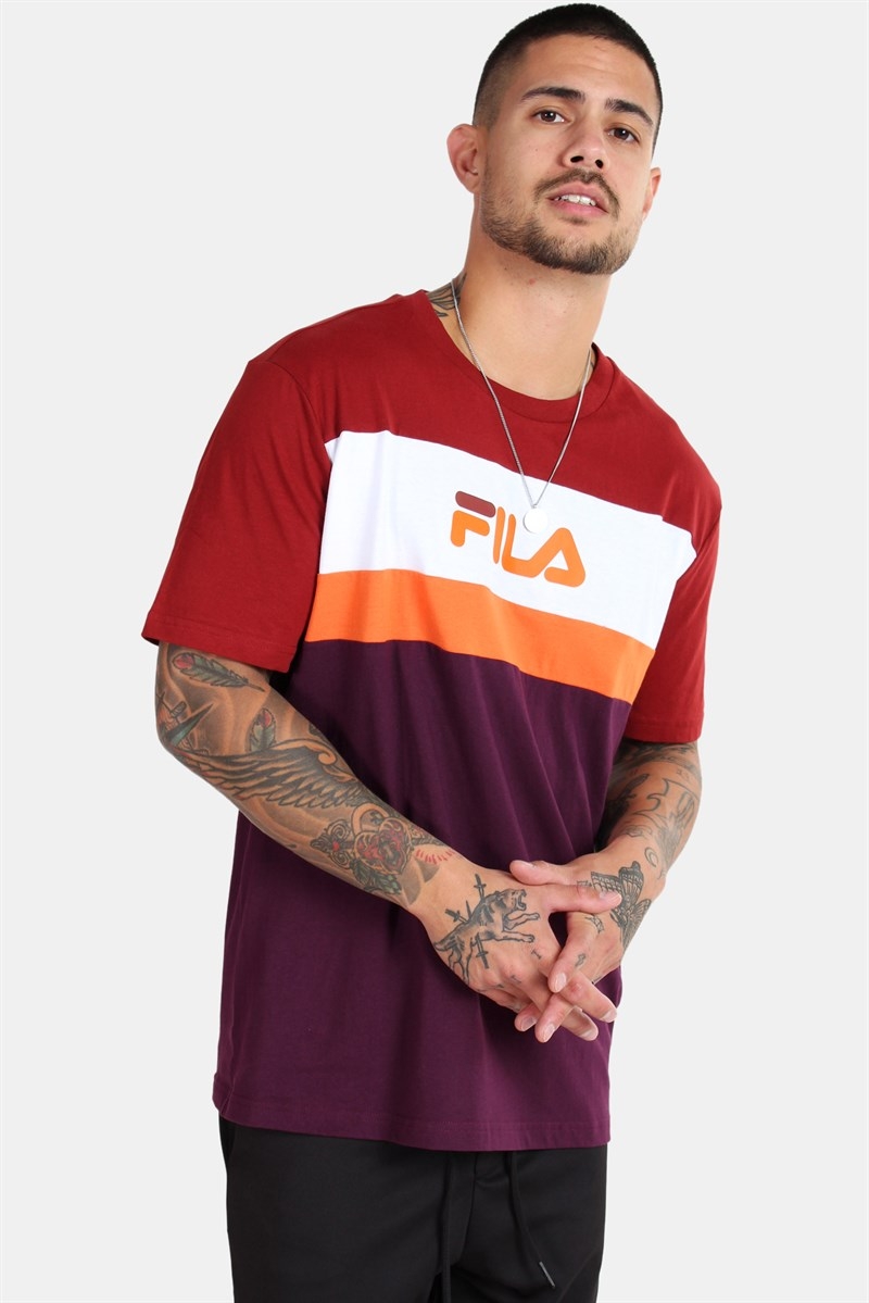 Fila Men Aaron T-shirt Potent-Merlot-Bright-Wht-Harvest-Pumkin