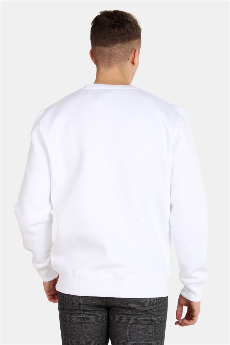 Industries White Crewneck Alpha Logo Basic Small Sweater