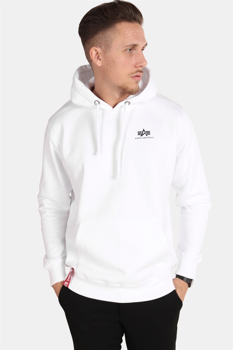 Alpha Industries Logo Small Basic Hoodie White