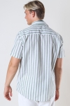 Selected Reg New Linen Shirt SS Stripe Desert Sage