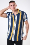 Only & Sons Vilas S/S Reverse Viscose Shirt Golden Spice Stripes
