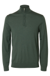 Selected Tray LS Merino Knit Half Zip Deep Forest
