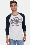 Superdry Premium Goods Raglan L/S T-shirt Grey/Montana Blue