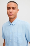 Solid Allan SS Linen Shirt Chambray Blue