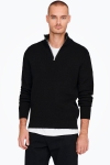 ONLY & SONS PHIL COTTON HALF ZIP KNIT Black