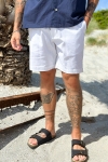 Clean Cut Copenhagen Barcelona Cotton Linen Shorts White