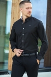 Clean Cut Copenhagen Oxford Stretch Plain L/S Black