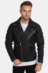 Selected Scott Læder Biker Jacket Camp Black