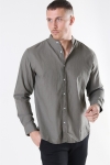 Clean Cut Cotton Linen Mao Shirt Dusty Green