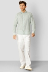 Clean Cut Copenhagen Jamie Cotton Linen Shirt LS Minty Green Melange