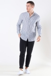 Only & Sons Luke LS Linen Mandarine Shirt White/Blue Stripes