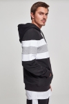 Urban Classics Chest Striped Hoodie Black/ White/ Grey