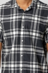 Clean Cut Copenhagen Bowling Checked Shirt SS Dark Navy W. Ecru