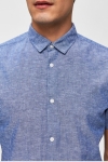 Selected Slim Linen Shirt SS Classic Medium Blue Melange