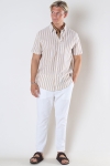 Selected Reg New Linen Shirt SS Stripe Kelp