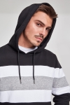 Urban Classics Chest Striped Hoodie Black/ White/ Grey