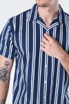 Kronstadt Cuba printed stripe s/s shirt Navy