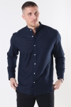 Clean Cut Cotton Linen Mao Shirt Navy