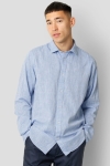 Clean Cut Copenhagen Jamie Cotton Linen Shirt LS Blue Melangé