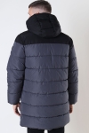 ONLY & SONS MELVIN LONG PUFFER COAT Black Grey Pinstripe