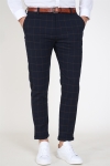 Les Deux Como Check Suit Pants Dark Navy/Brown